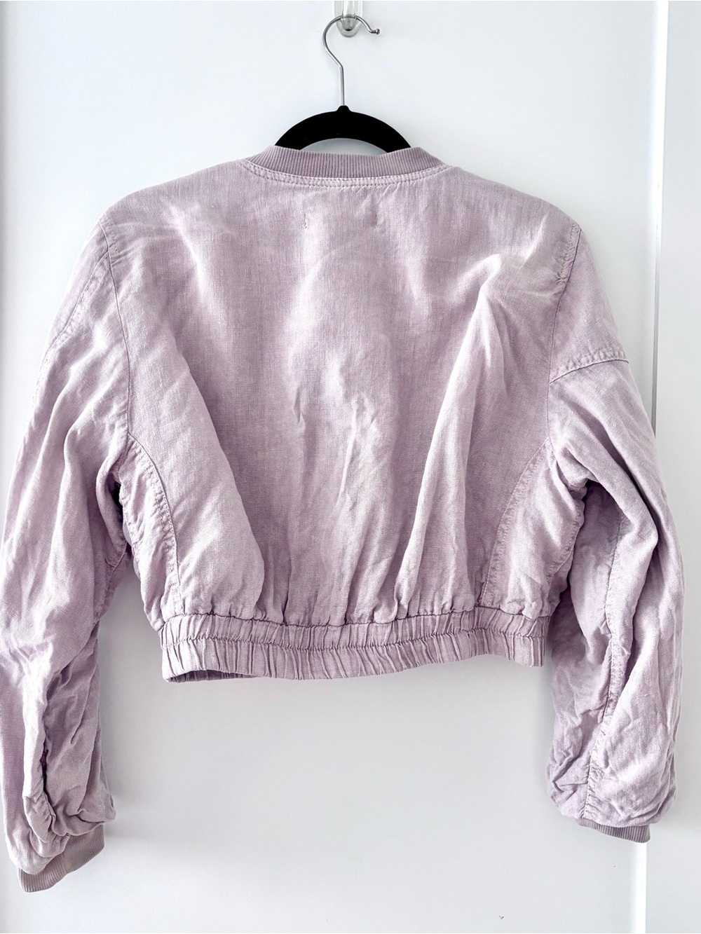 Zara Cropped Linen Bomber Jacket Size XS - Picture 2 of 2